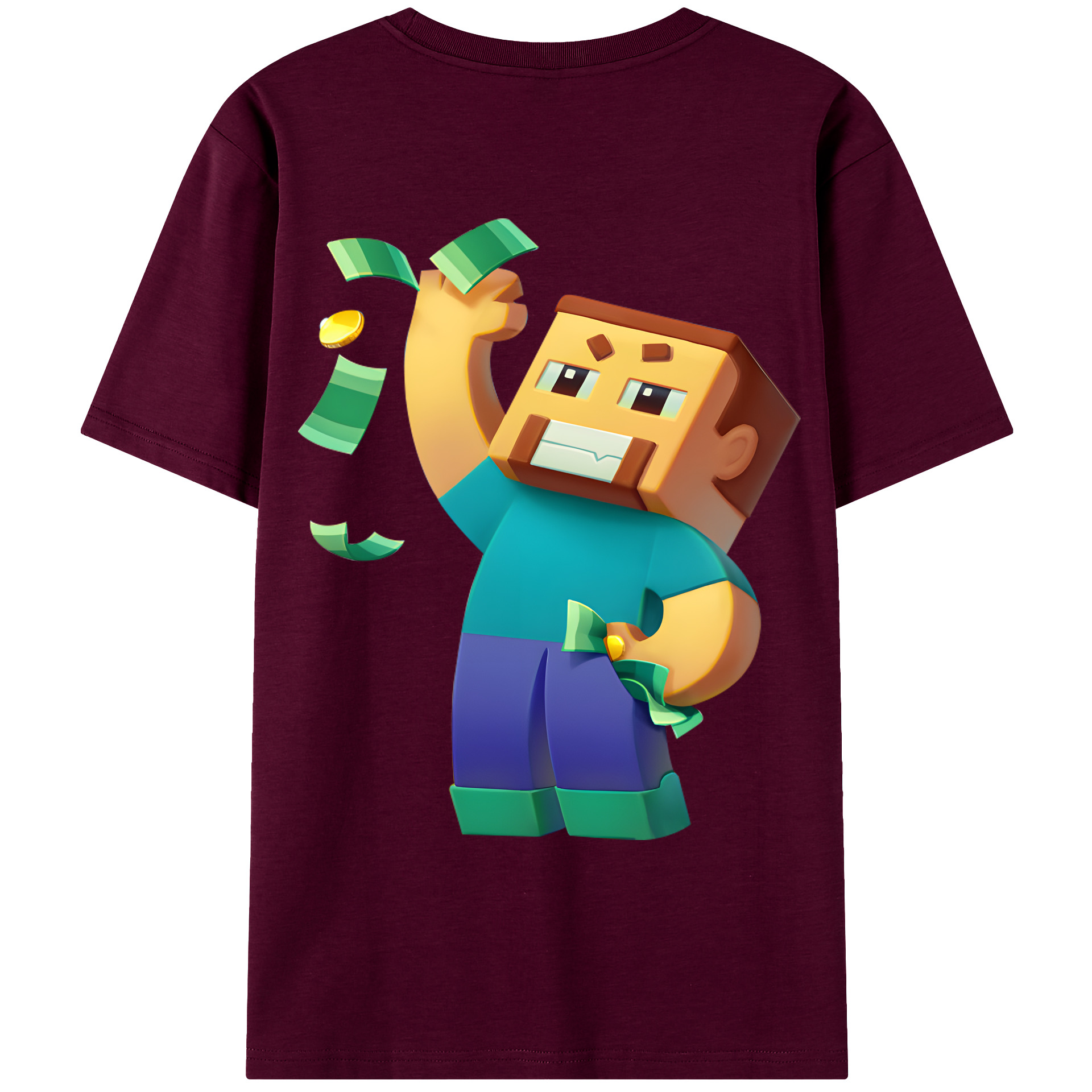 （画像用） マインクラフト ブロックの世界 Minecraft MC Block world レディース半袖Tシャツ(バックプリント)